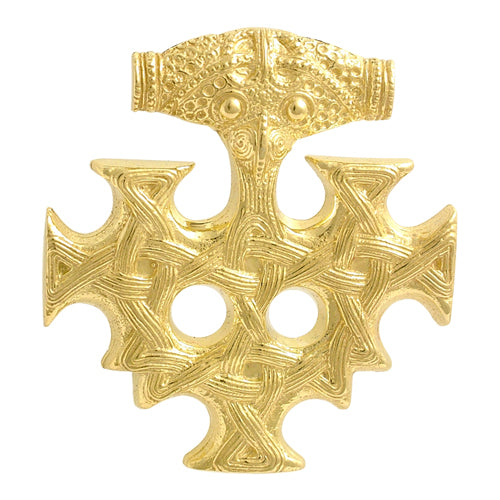 celtic field - Pendentif Croix de Hiddensee argent 925 doré 38 x 41 mm unilatéral