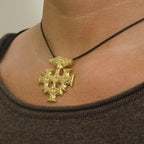 celtic field - Pendentif Croix de Hiddensee argent 925 doré 38 x 41 mm unilatéral