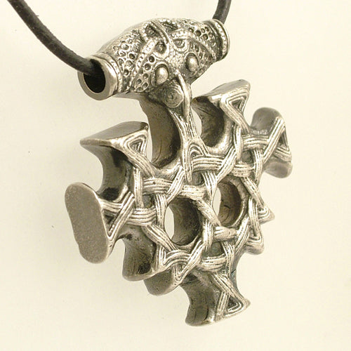 celtic field - Pendentif Croix de Hiddensee massive argent 925 antique 37 x 40 mm