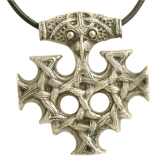 celtic field - Pendentif Croix de Hiddensee massive argent 925 antique 37 x 40 mm