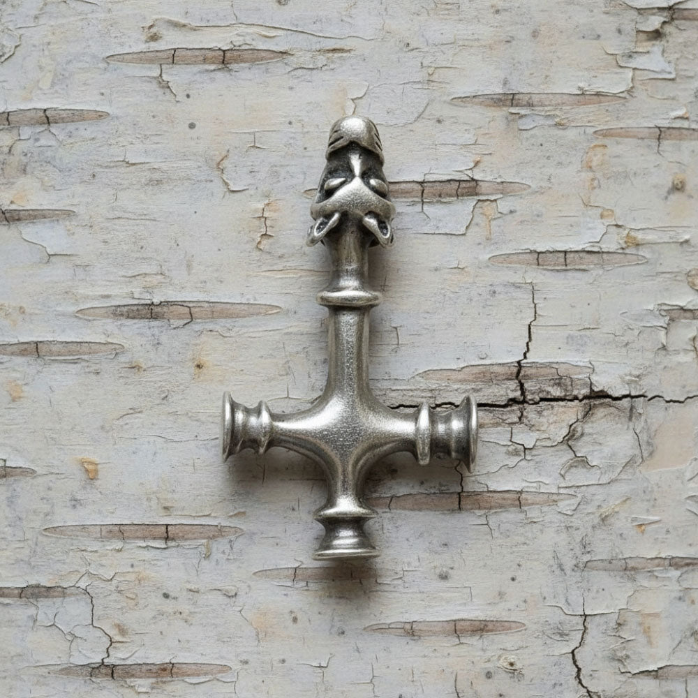 celtic field - Anhänger Thors Hammer aus Island (Wolfskreuz) 925 Silber antik