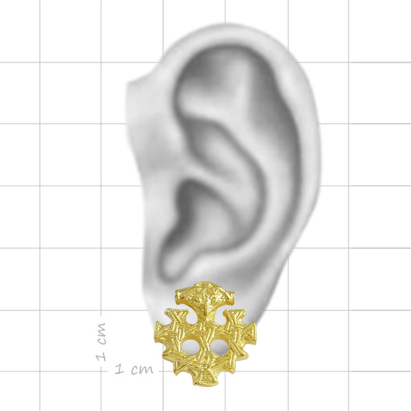 celtic field - Ohrstecker Hiddenseekreuz 750 Gelbgold