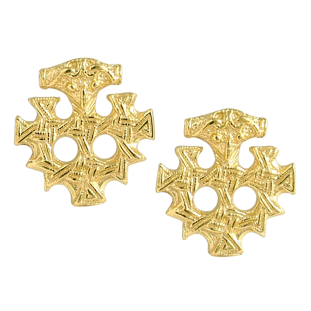 celtic field - Hiddensee Cross Stud Earrings 750 Yellow Gold
