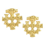celtic field - Hiddensee Cross Stud Earrings 750 Yellow Gold