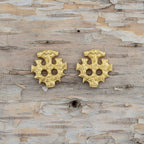 celtic field - Hiddensee Cross Stud Earrings 750 Yellow Gold