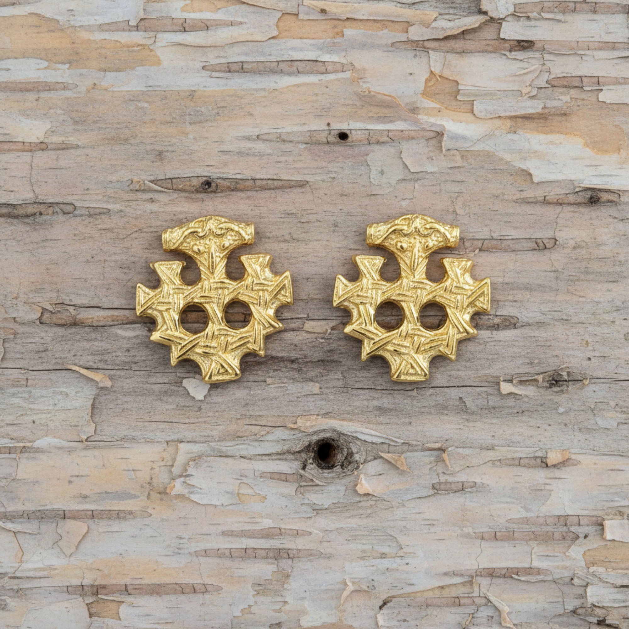 celtic field - Ohrstecker Hiddenseekreuz 750 Gelbgold