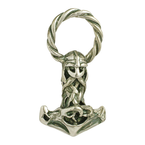 celtic field - Anhänger Thors Hammer (Maske groß) ohne Schlaufe 925 Silber antik