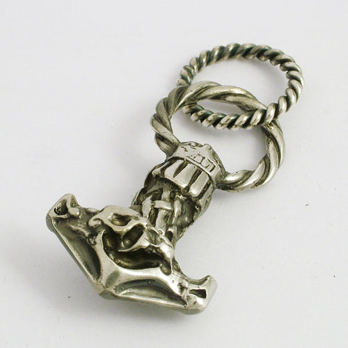 celtic field - Anhänger Thors Hammer (Maske groß) mit Schlaufe 925 Silber antik