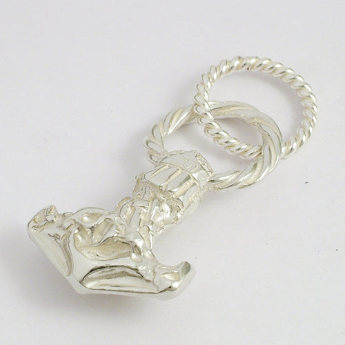 celtic field - Anhänger Thors Hammer (Maske groß) mit Schlaufe 925 Silber weiß
