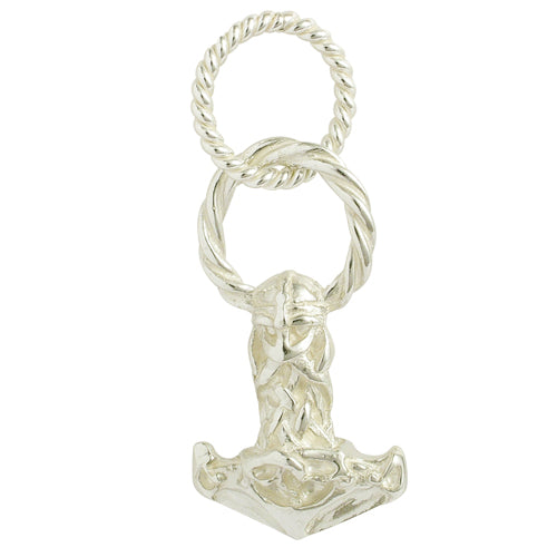 celtic field - Pendentif Marteau de Thor (grand masque) avec bélière en argent 925 blanc