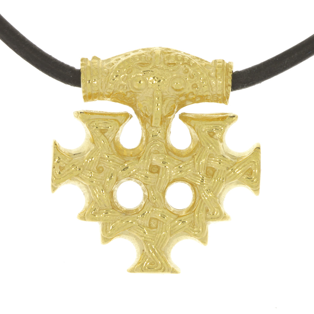 celtic field - Anhänger Hiddenseekreuz 925 Silber vergoldet 26 x 28 mm