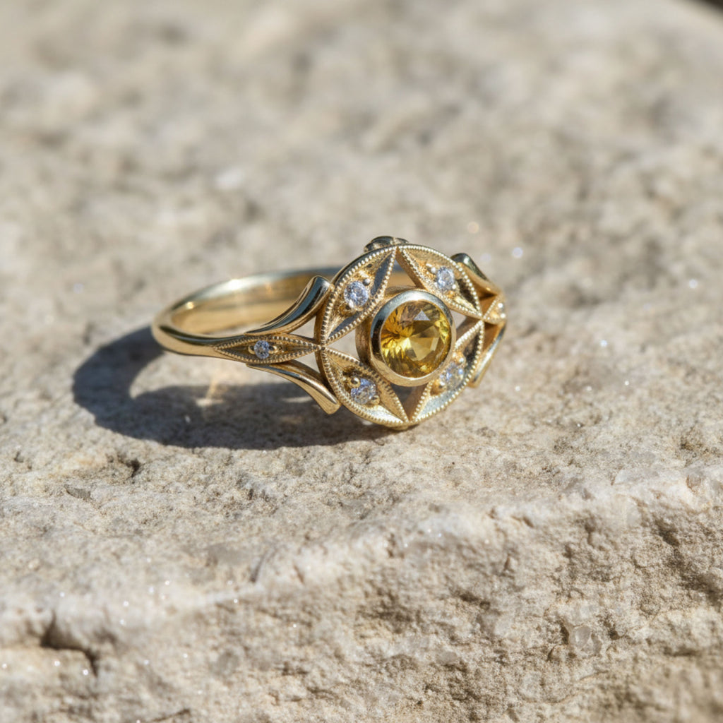 Ring für Damen mit Saphir und Brillanten