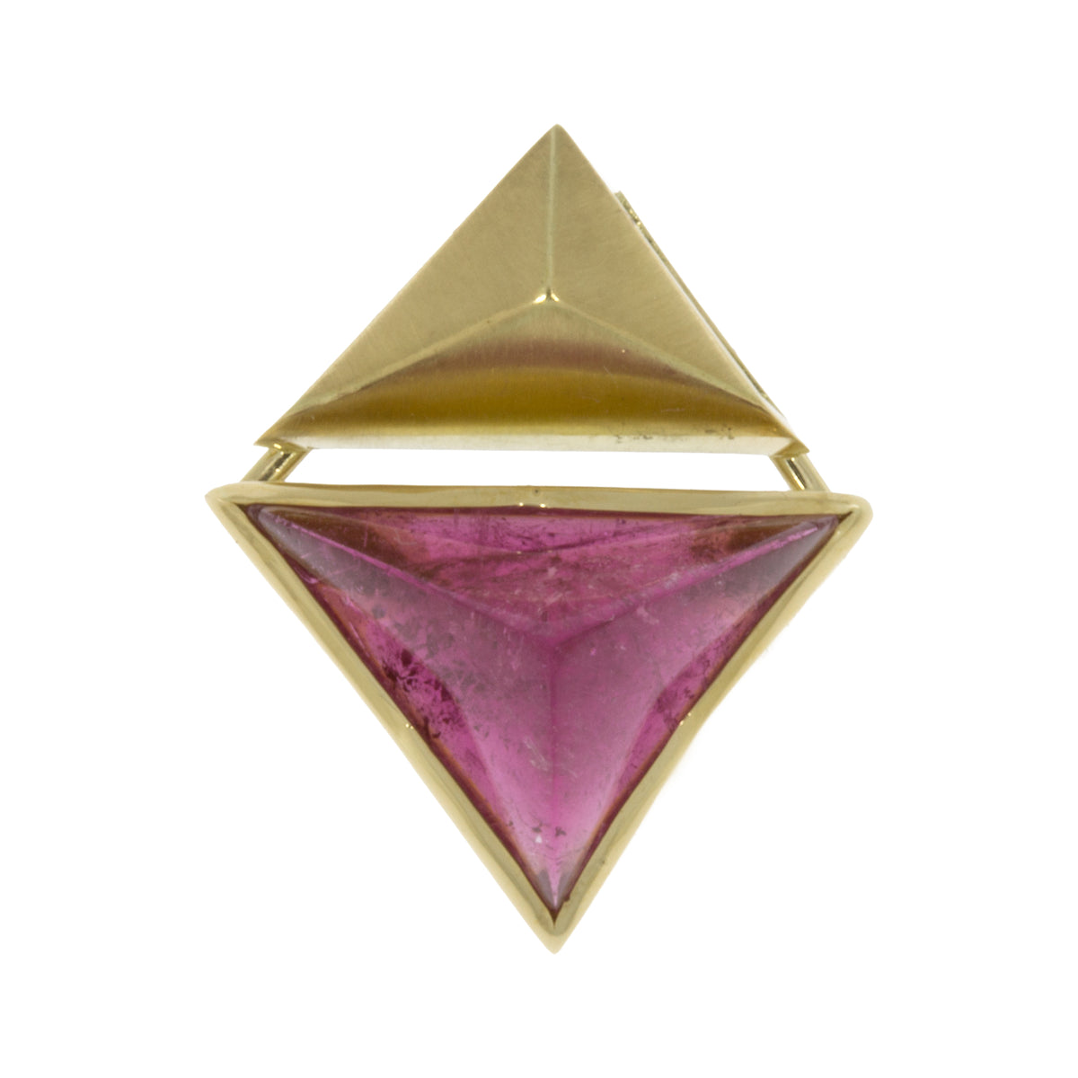 Schmuckanhänger in 750 Gold Rosa Turmalin Dreieck - Handarbeit